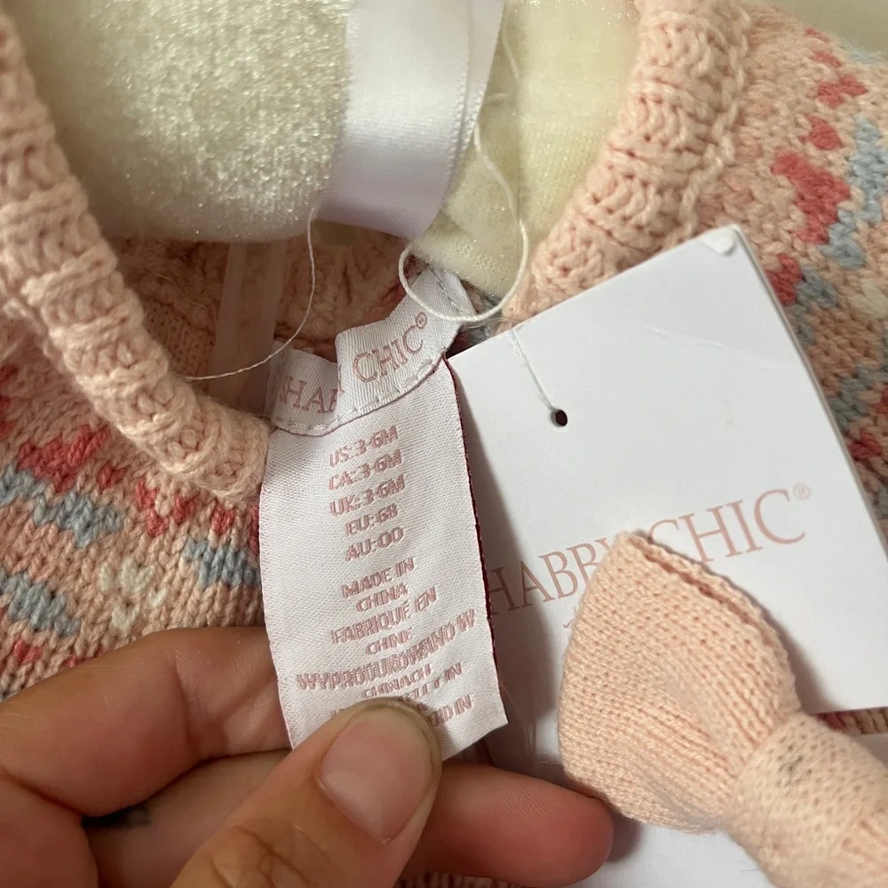 Pink and Green Knit Baby Dresses with Tights Bundle - Picture 6 of 8